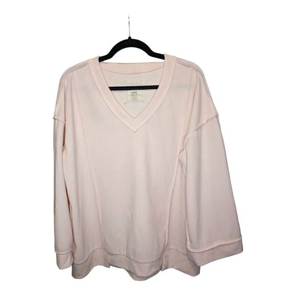 Cupio Baby Pink Long Sleeves Sweater with V-Neck Women's Size Extra Large - Picture 1 of 6